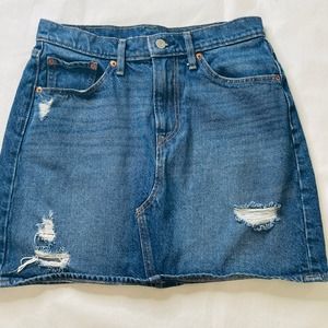 VINTAGE Levi's Womens Denim Skirt Distressed, Size 30